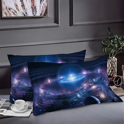 Miniatura 2 de Universe Duvet Cover Full Planet Print Bedding Sets Full Soft Microfiber Comforter Cover and 2 Pillow Shams 20"X26", Bed Set Duvet Covers with