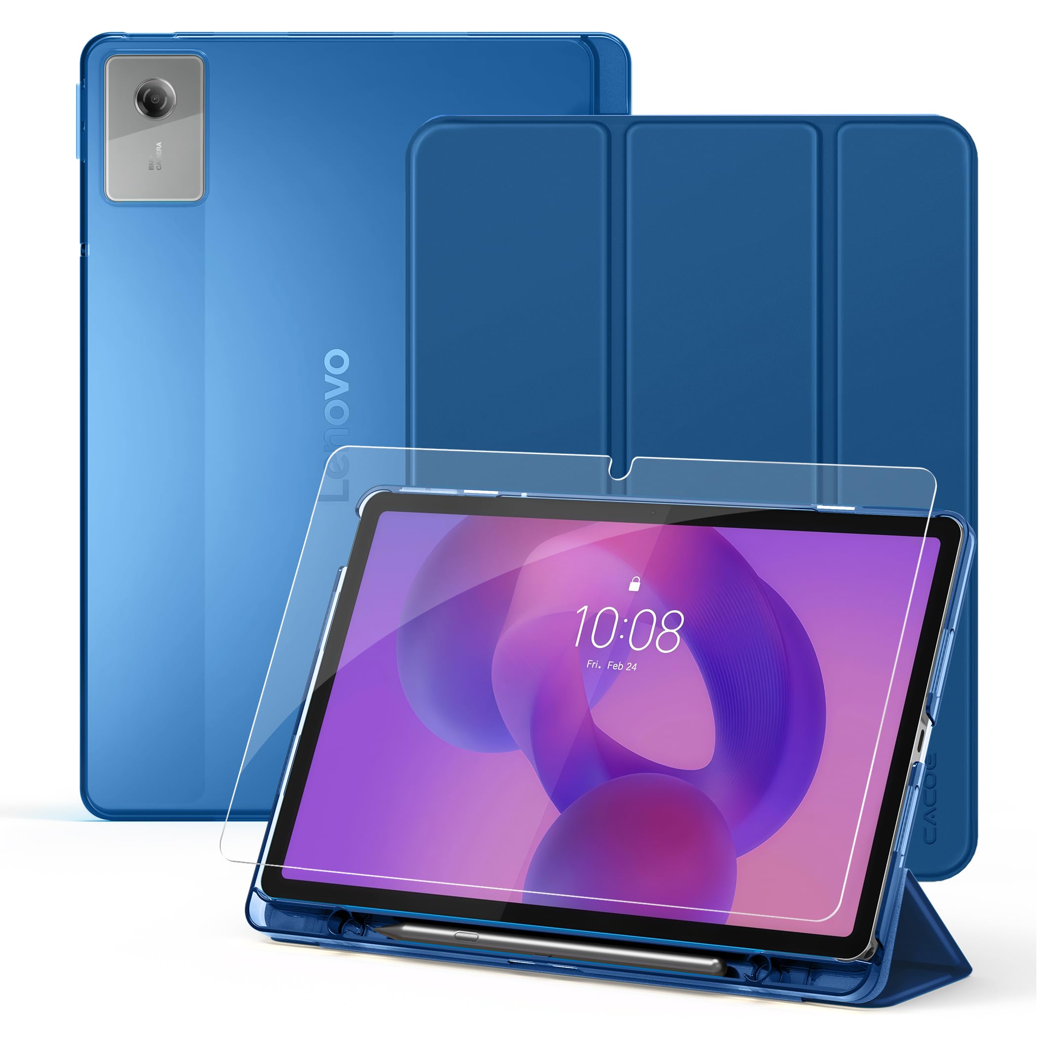 CACOE Hülle für Lenovo Idea Tab 11 Zoll 2025 mit Schutzfolie, Meeresblau | Ultra Dünn mit Standfunktion Slim PU Leder Schutzhülle