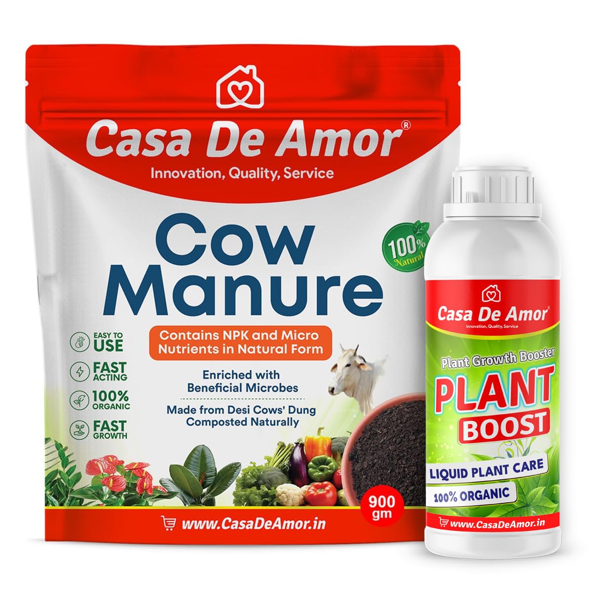 Casa De Amor Cow Manure & Compost (900 gm) + Organic Liquid Essential Plant Boost (400 ml) (B07TWXLDJ8) Amazon Price History, Amazon Price Tracker