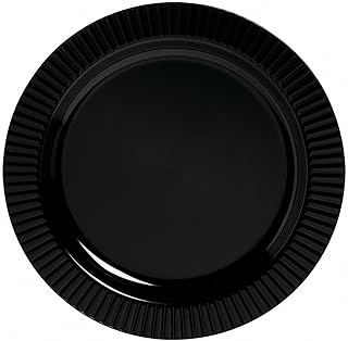 amscan Jet Round Premium Plastic Plates, 7 1/2