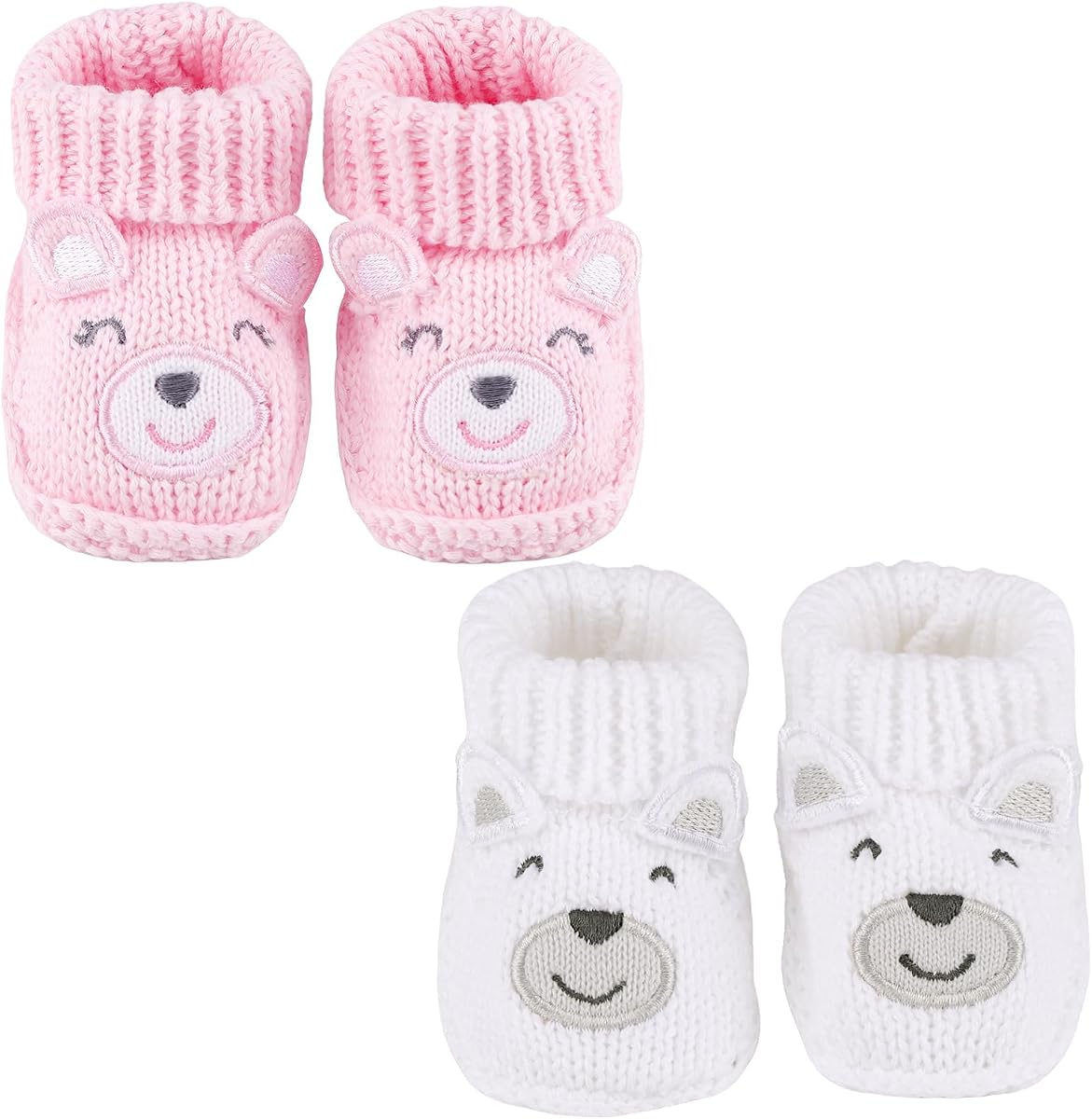 Botines de punto para recién nacidos, botas de calcetín suaves para bebés, niños y niñas, primeros caminantes, 2 pares, 0-3 meses
