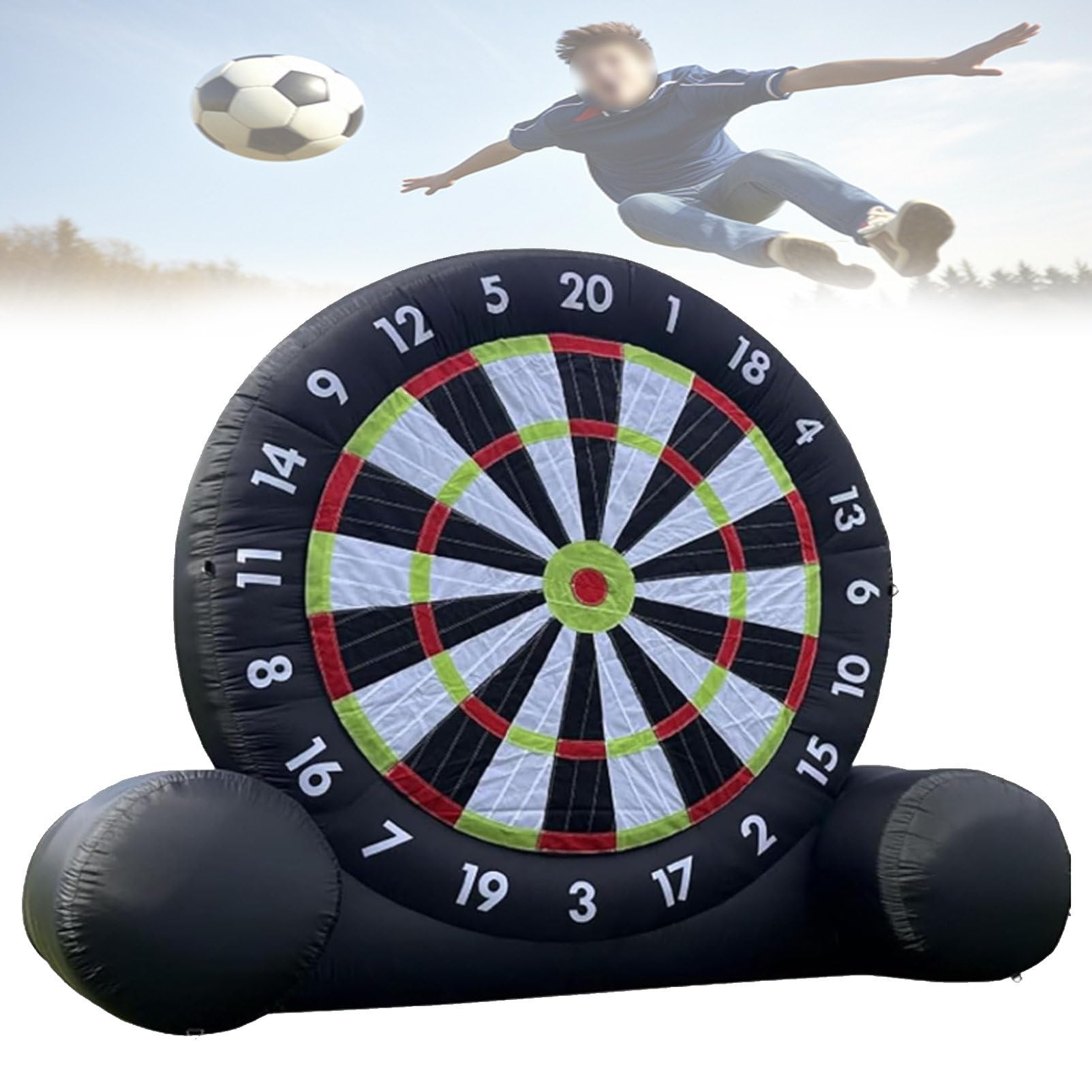 Dardo Gigante con Forma De BalóN De FúTbol, Diana Hinchable para Exterior, con Soplador Y 8 Balones, para Juegos Deportivos En Patios, Campamentos Y Gimnasios Escolares A-3M