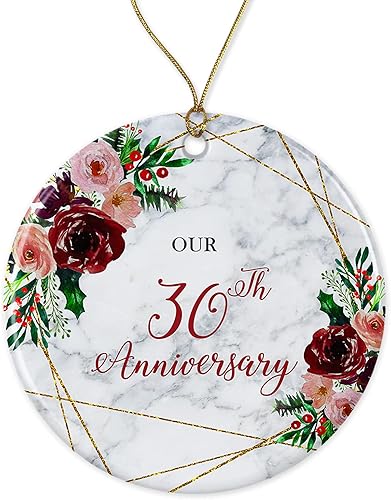 KrysDesigns Adorno de 30 aniversario de boda, regalo Navidad 30 años pareja casada 30 treinta años mamá papá padres ambos lados