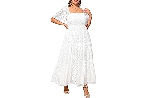 PLUS SIZE WOMEN'S FLORAL LACE WEDDING DRESS