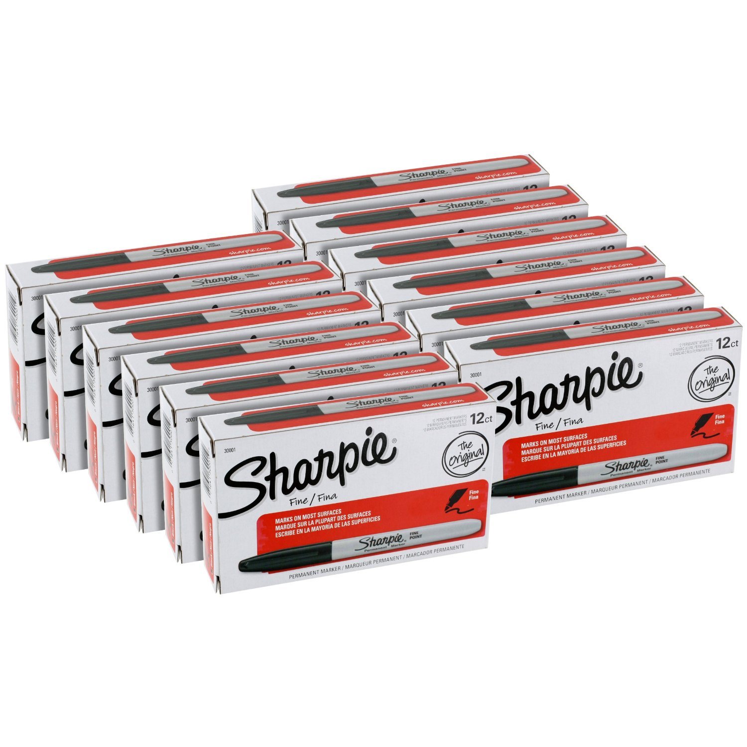 SAN30001 - Sharpie Permanent Fine Point Marker 12 Pack/144 Markers