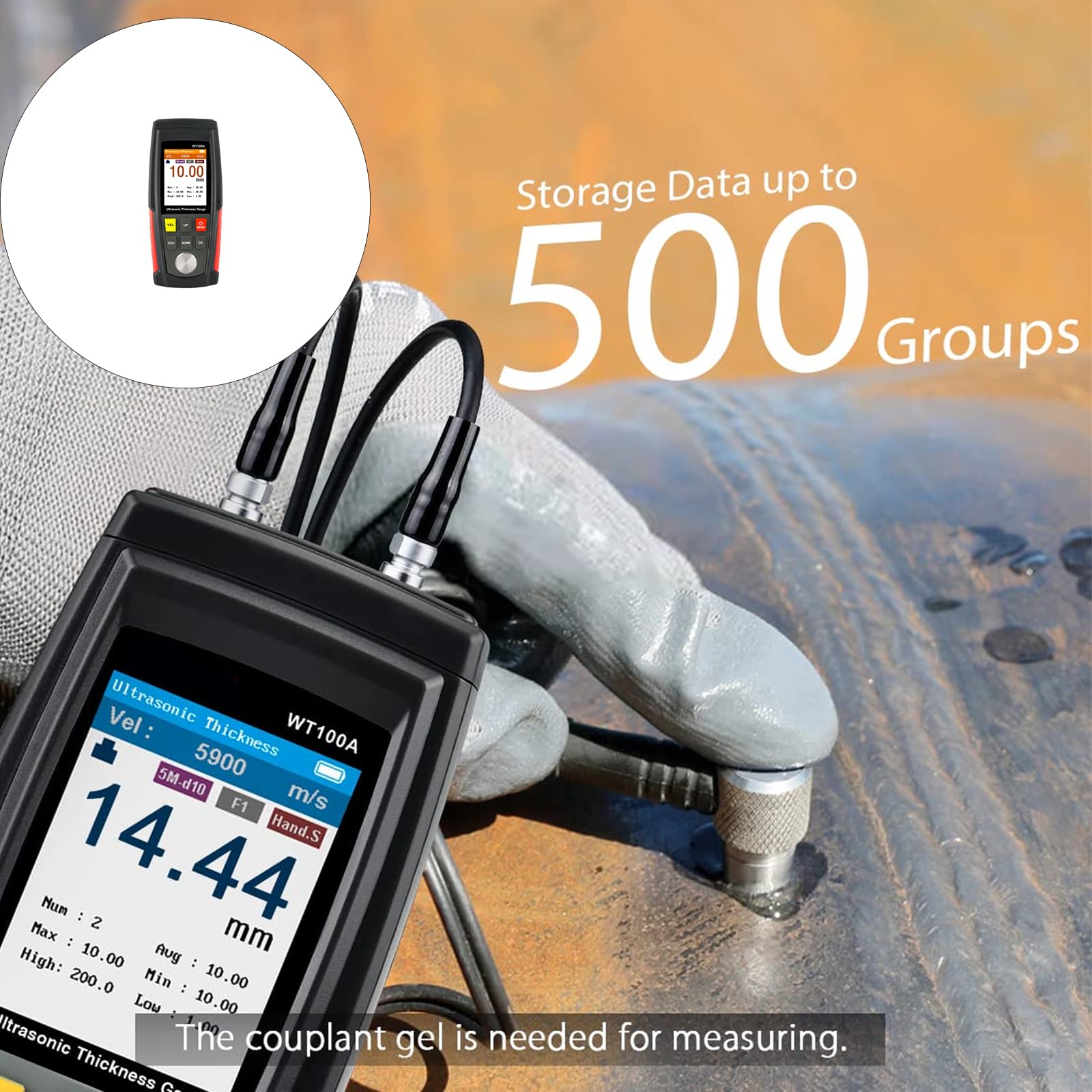Herramienta de análisis de espesor industrial con transductor de 5 MHz y tasa de error de ±0, 05 mm para medidor de espesor de de vidrio de acero