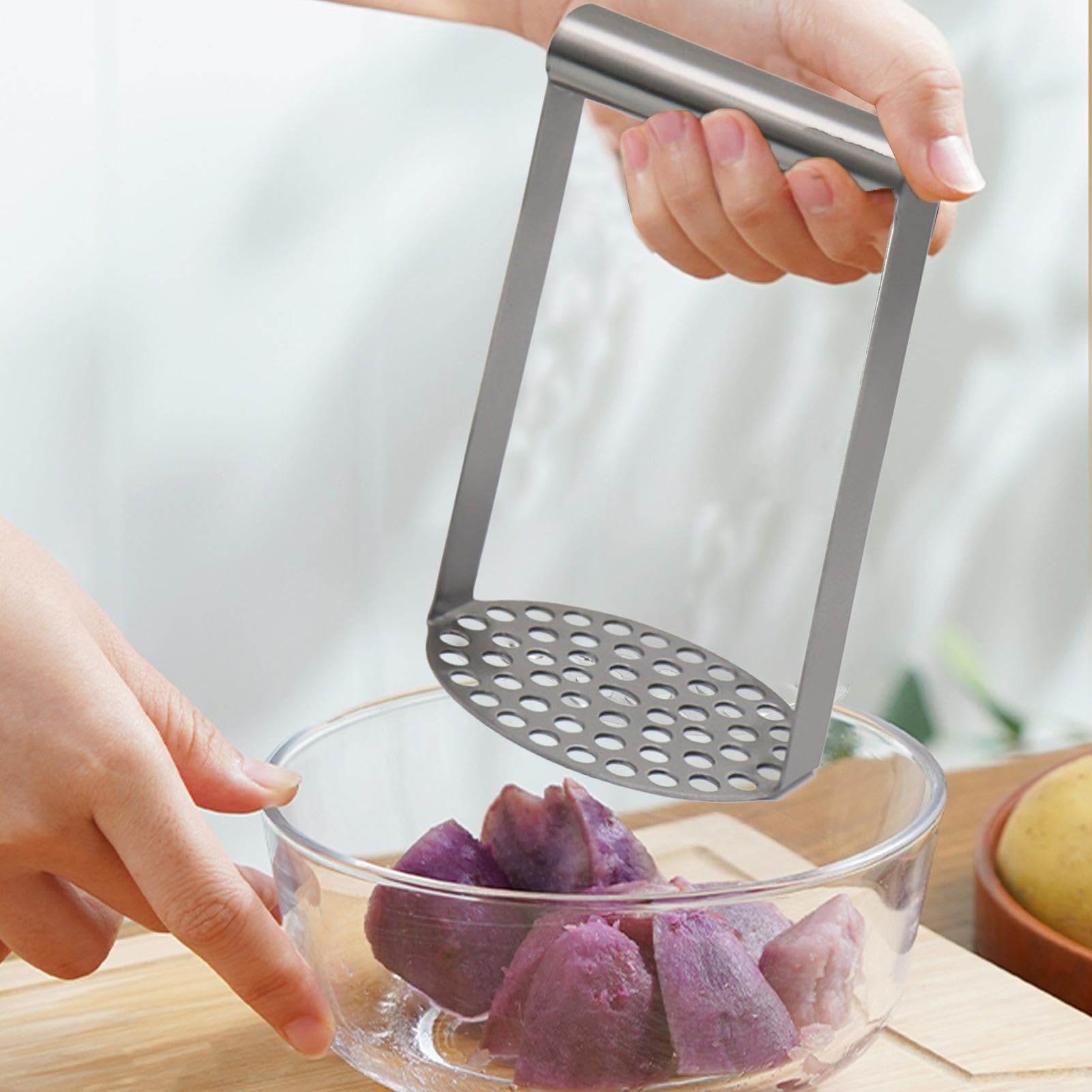 Générique Potato Mashers | Stainless Steel Potato Masher | Multi-Purpose Potato Mashers, 4.33x3.39x7.09 Inches Versatile Kitchen Utensil for Mashing Potatoes and Beans, Potato Mashing Tool for Cooking