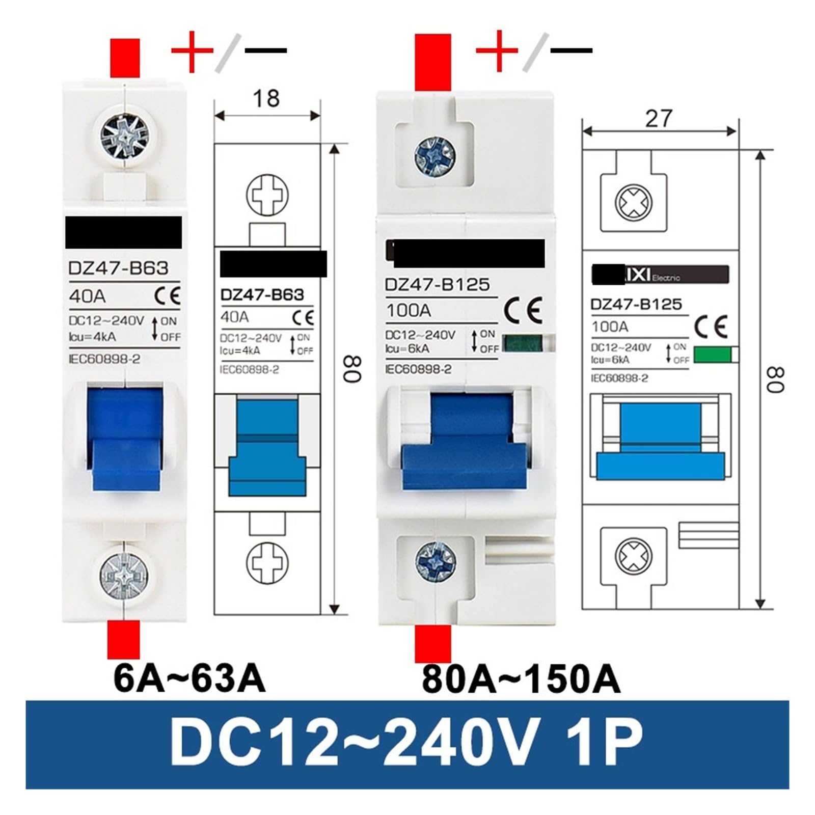 DC 12V 24V 48V 36V 72V Batteria Auto Protezione Circuit Breaker Polo Positivo E Negativo Interruttore di Protezione isolatore