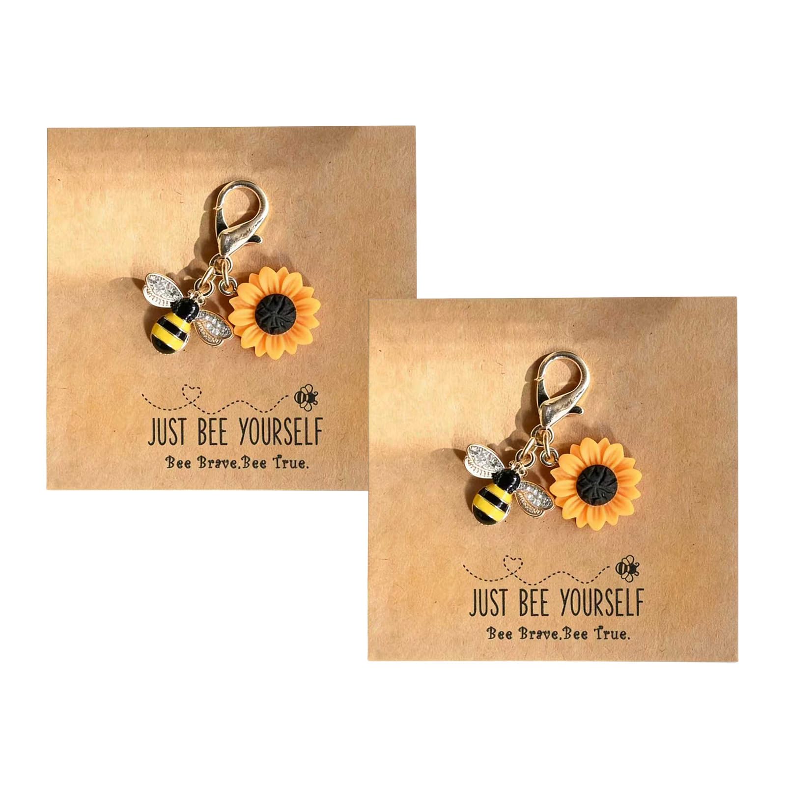 Xnqelerate 2Pcs Sunflower Bee Keyrings, Bee Gifts For Women Keyring Set, Bumble Bee Gifts For Love Tokens, Anniversaries, Valentine'S Day, Graduation Gifts