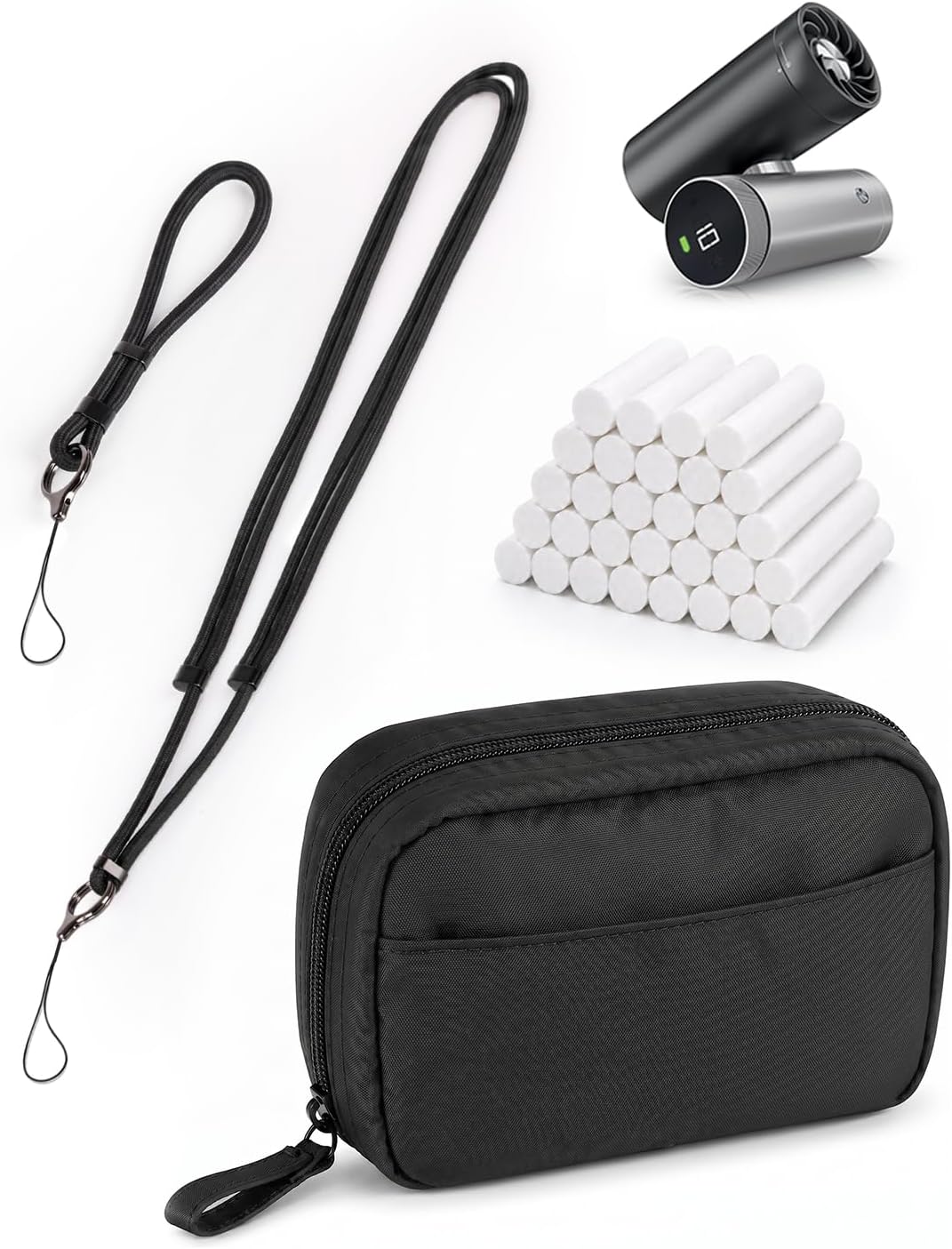 Accessory Kit for Shark ChillPill FA02X Series – Carrying Case, Adjustable Crossbody Strap & Wristlet, and 30-Pack Replacement Wicks – Travel Storage, Hands-Free Carry & Mist Maintenance Bundle