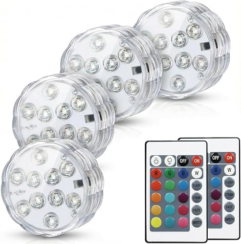 Luces LED sumergibles con control remoto, 16 colores, 4 modos, funciona con pilas, luces LED de calabaza que cambian de color para Halloween,