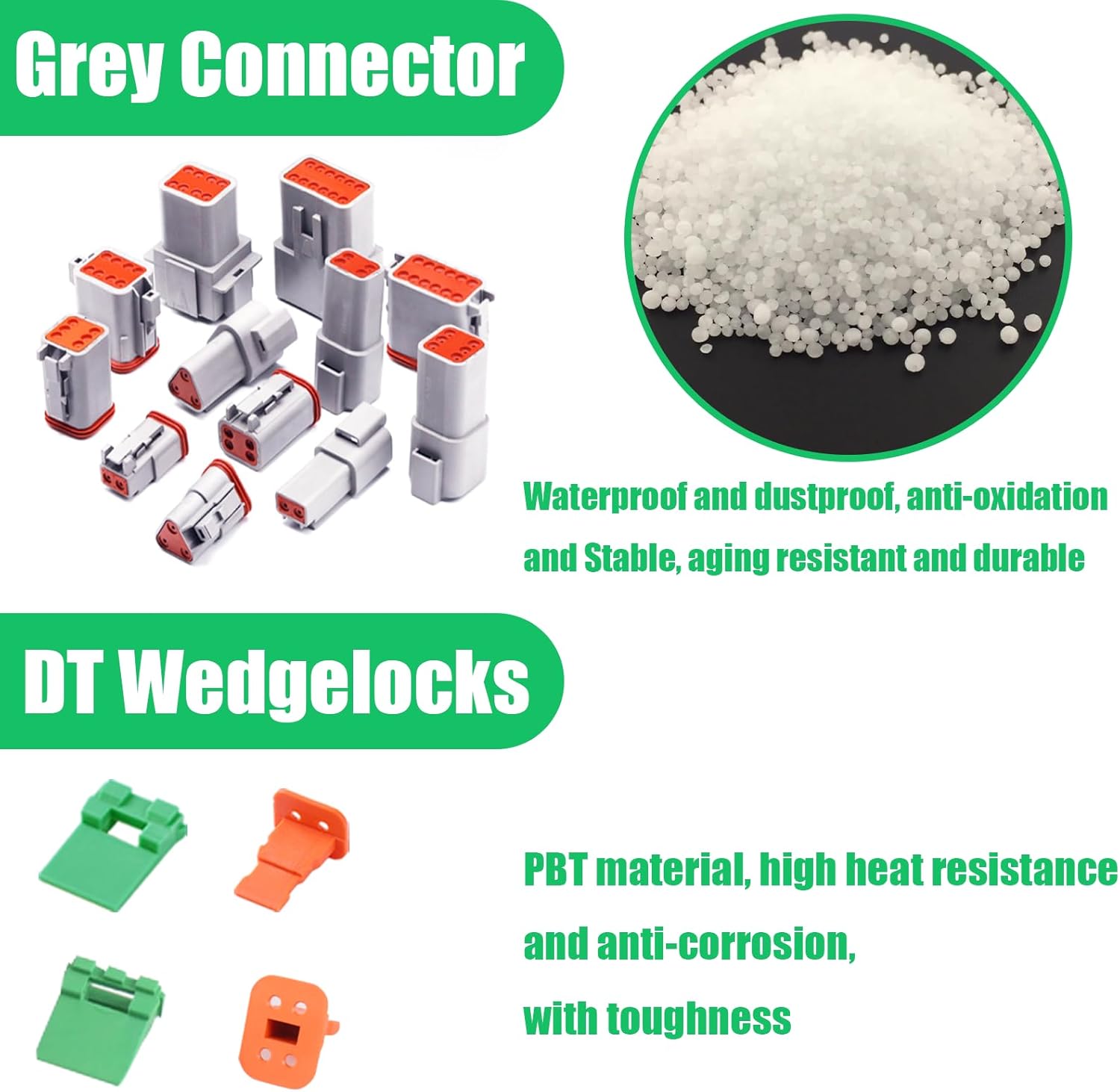 134 PCS Deutsch DT Grey 2 Pin Connectors 16 Set, Waterproof Electrical Wire Connector with Stamped Contacts and Seal Plug for Truck, Off-Road Vehicles, Construction, Agriculture, Motorcycle Wiring