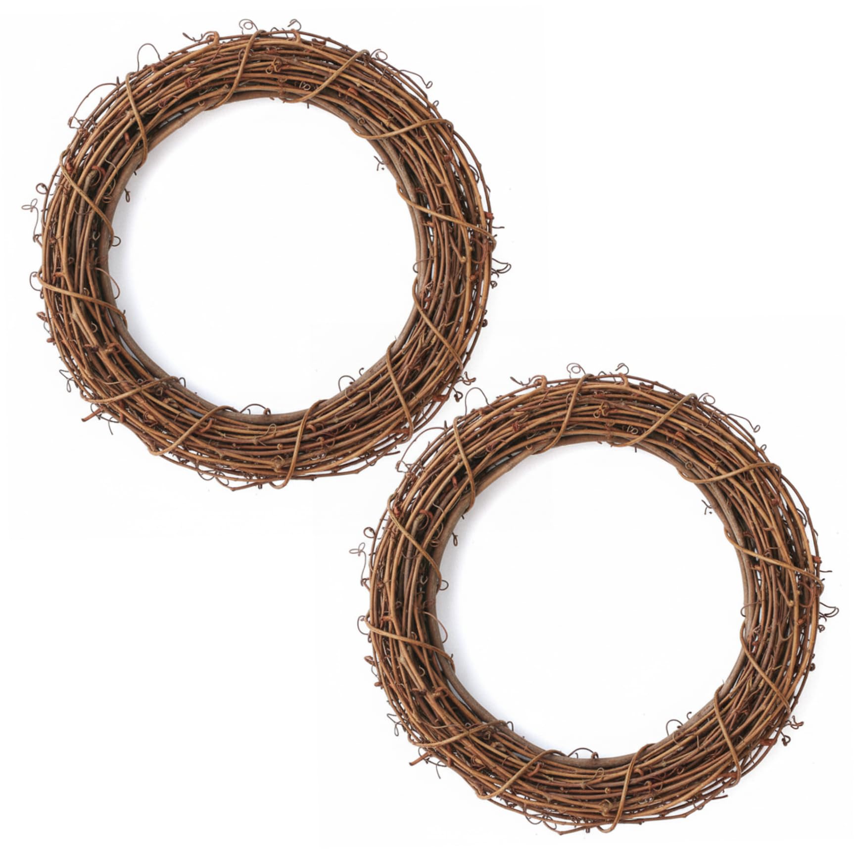 2-Pack Grapevine Wreath, 14 Inch Natural Wicker Wreath Frame for DIY Front Door, Seasonal, and Wedding Decor, Grapevine Garland