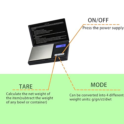 Miniatura 4 de Báscula digital de bolsillo de 17.64 oz0.00 oz, báscula digital de gramos, báscula de alimentos, báscula de joyería negra, báscula de alimentos para