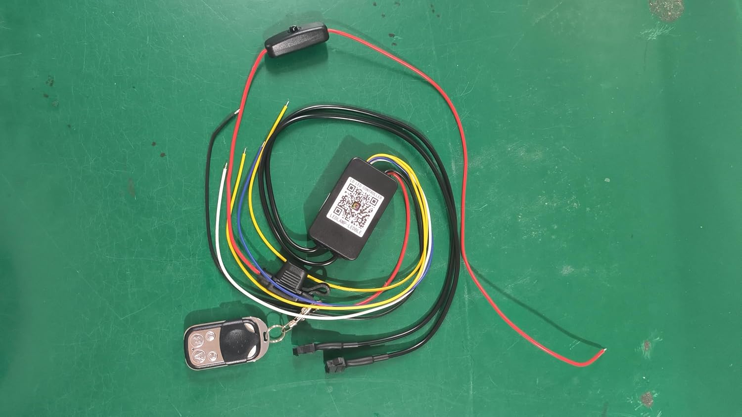 Replacement High Power Controller with Brake Turn Signal Smart Energy-Saving Functions APP/RF Remote, 4Pin Control Box with Switch Fuse for Double Row Motorcycle RGB LED Underglow Lights
