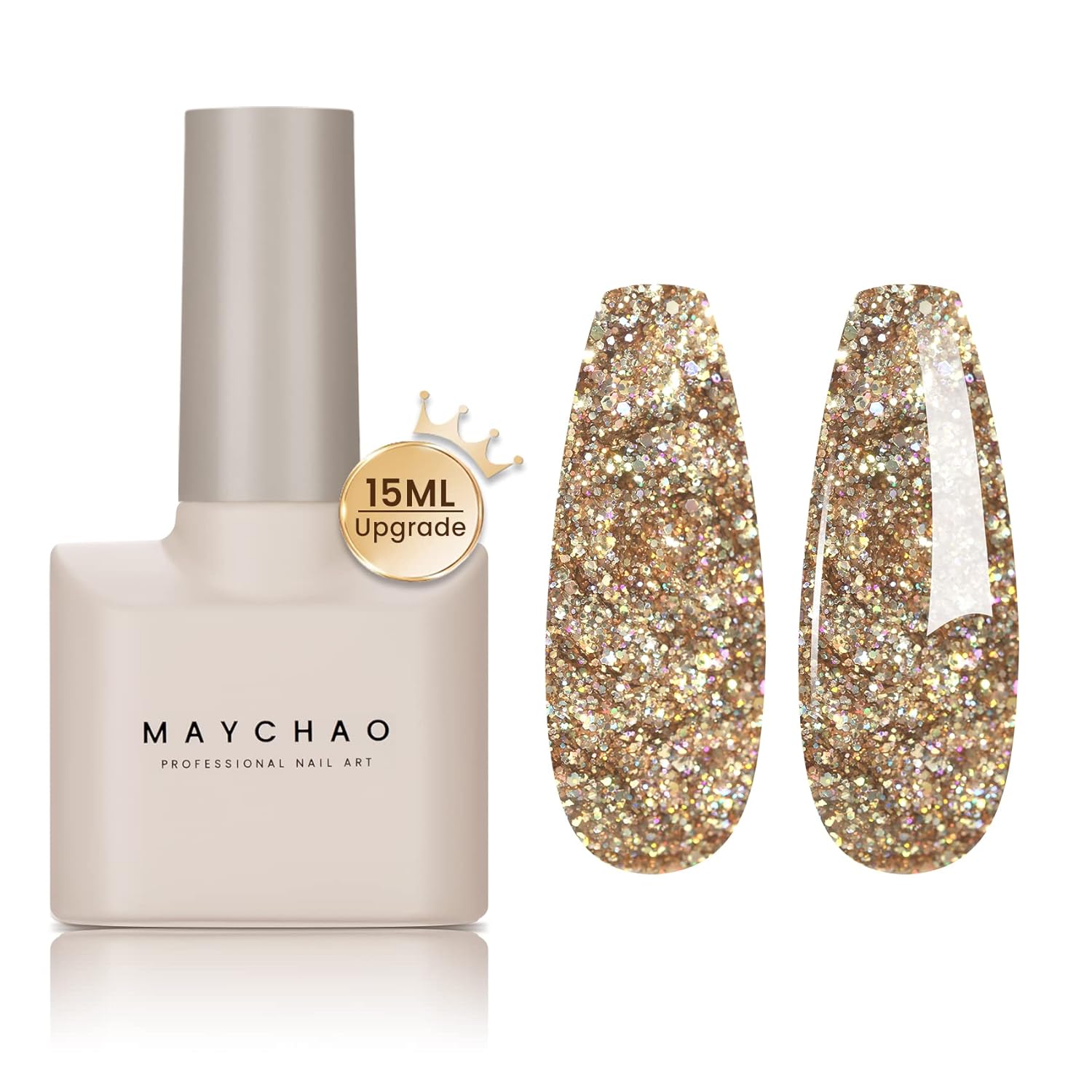 MAYCHAO 15ML Champagne Glitter Gel Nail Polish 1Pc