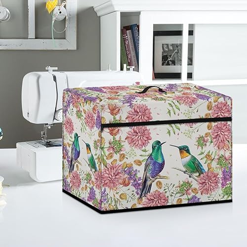 Miniatura 84 de Mumeson Cubierta antipolvo para máquina de coser de gatos negros con flores, para la mayoría de máquinas de coser estándar, plegable, duradera