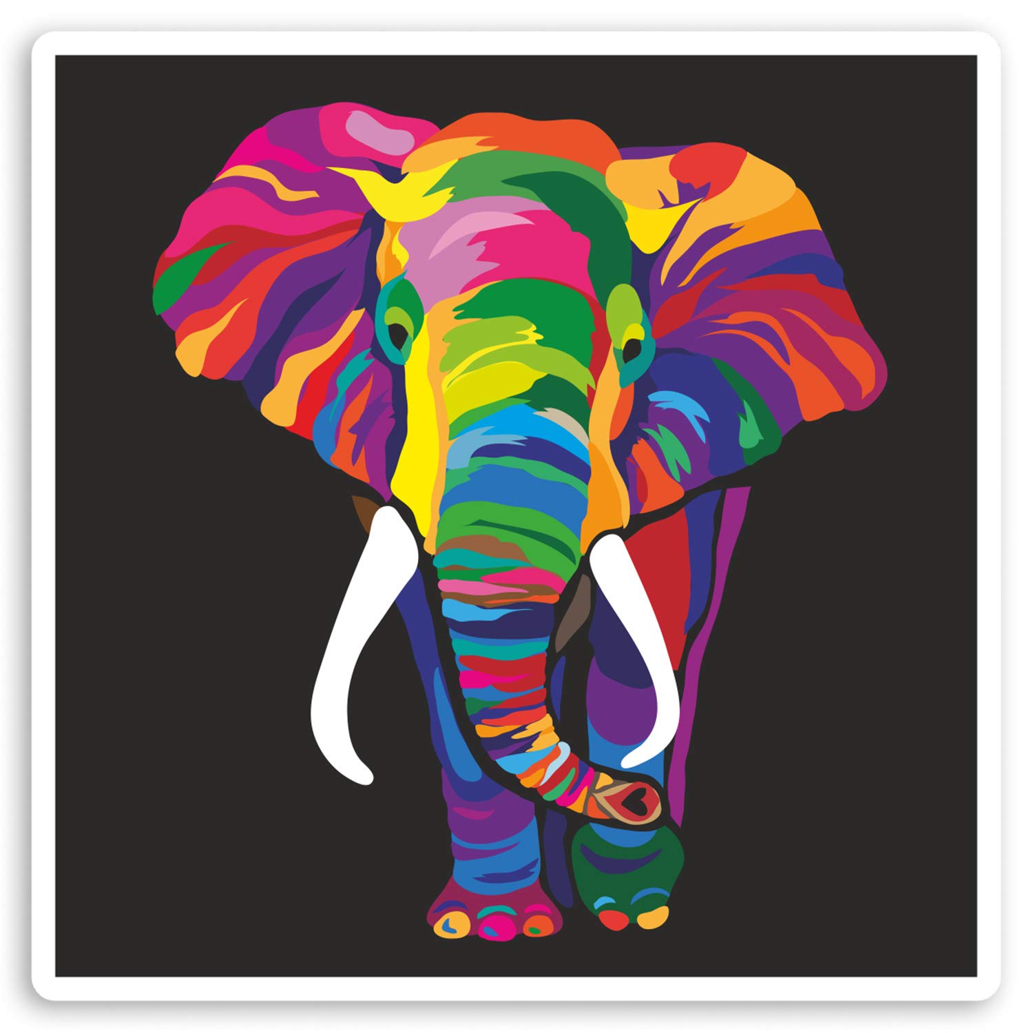Destination Vinyl Ltd Multi 2 X 10Cm Rainbow Elephant Vinyl Stickers - African Africa Laptop Sticker #30096 (10Cm Wide)