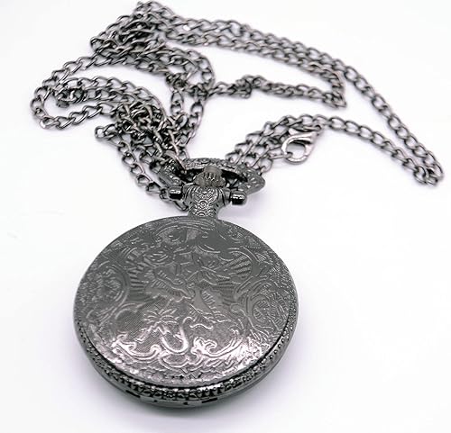 Miniatura 3 de Moda fresca cuarzo negro reloj de bolsillo para hombre colgante con collar cadena y cadena de bolsillo y caja regalos, Moderno