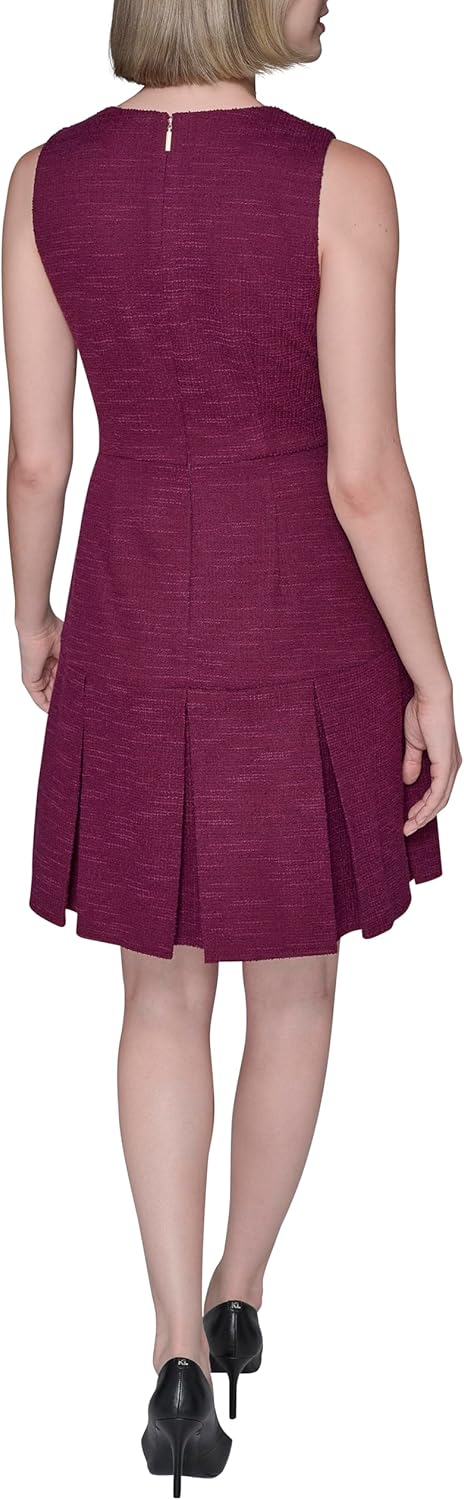 Karl Lagerfeld Womens Sleeveless Textured Knit Tweed A-line Dress - Image 4