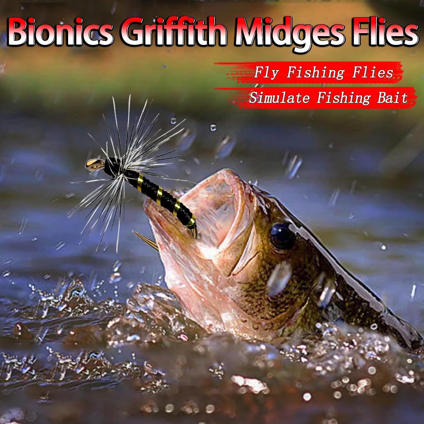 20Pcs/Box Fliegenfischen Köder Griffith Midges Bass Lachs Forellen Fliegen Schwarz/Rot Künstliche Insekten Fischen Köder