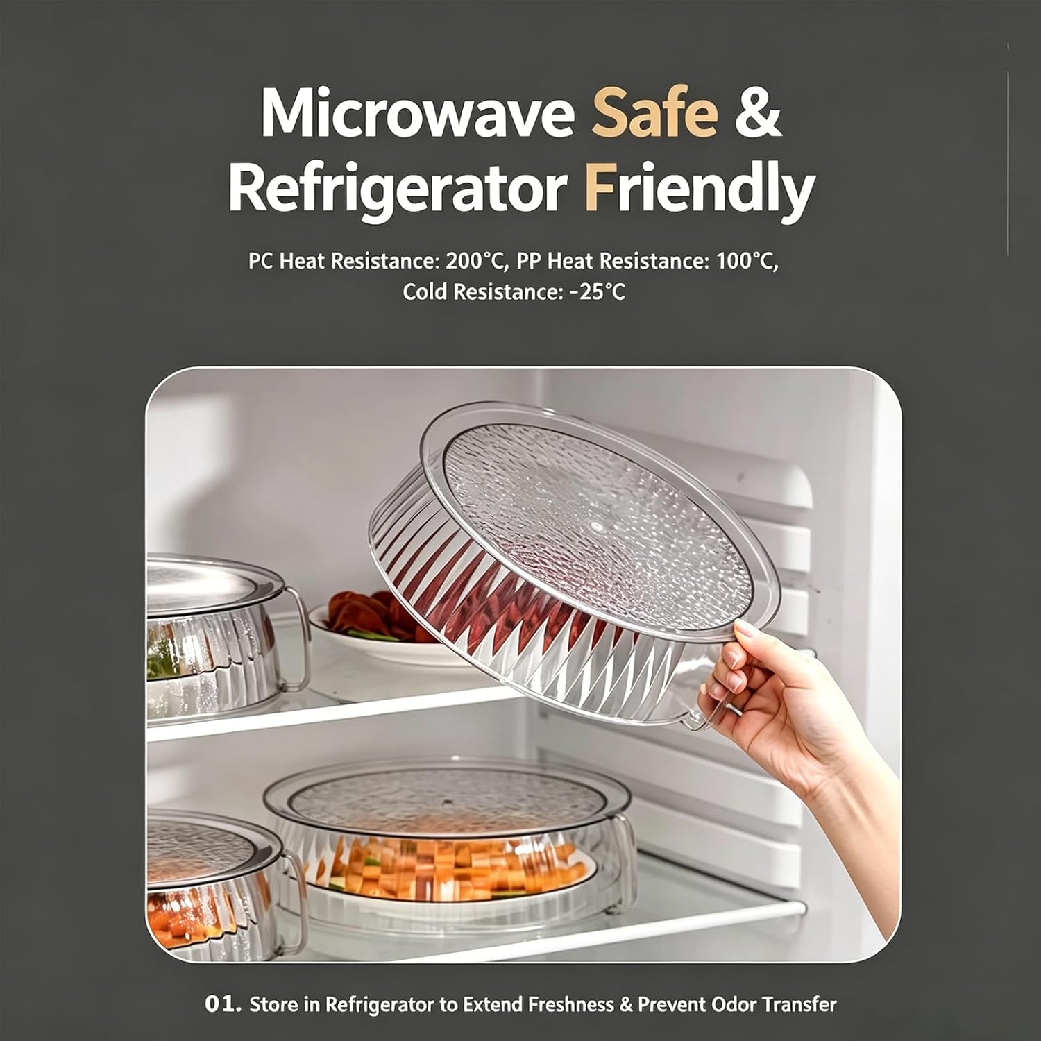 Microwave Splatter Cover, 9.6 Inch Clear with Handle