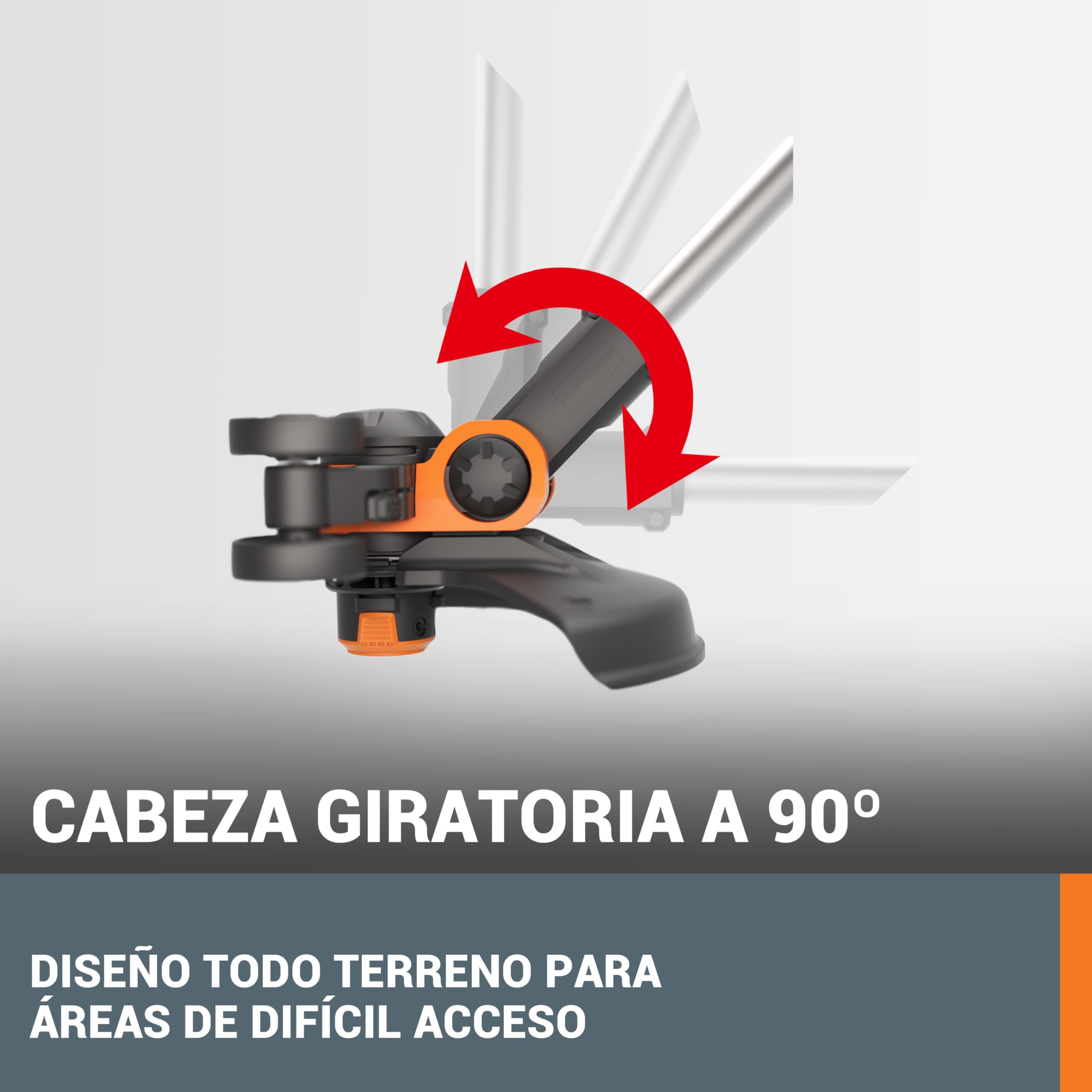 WORX WG163E Desbrozadora y Cortabordes 2 en 1 a Batería 20V 2Ah, Sistema Command Feed Automático, Cabezal Giratorio 90°, para Jardines Medianos