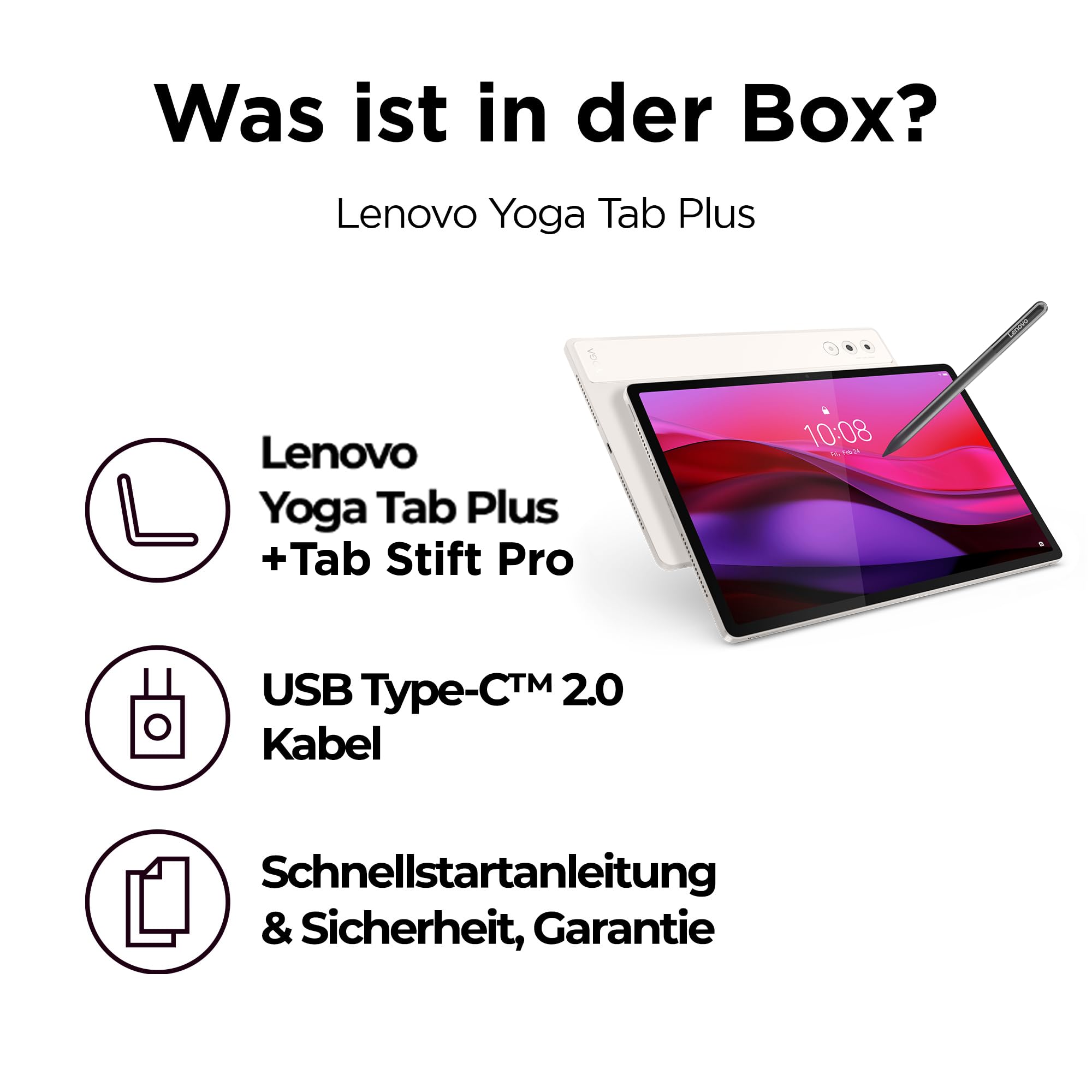 Lenovo Yoga Tab Plus |Tablet | AI | 12.7" | 16GB | 256GB |Android |Seashell | 12.7 Zoll 3K Display | Qualcomm Snapdragon 8 | 16GB RAM | 256GB Speicher | Android 14 | WiFi7 + BT5.4 | Seashell | inkl.Stift