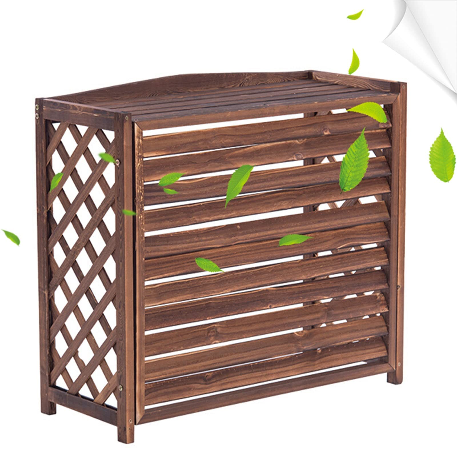 Cache-climatiseur en bois de balcon et terrasse avec jardinière décorative supérieure