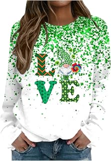 St Patricks Day Shirt Women 2025 Irish Sweatshirt Green Graphic Print Long Sleeve Shamrock Shirts Sweater Top