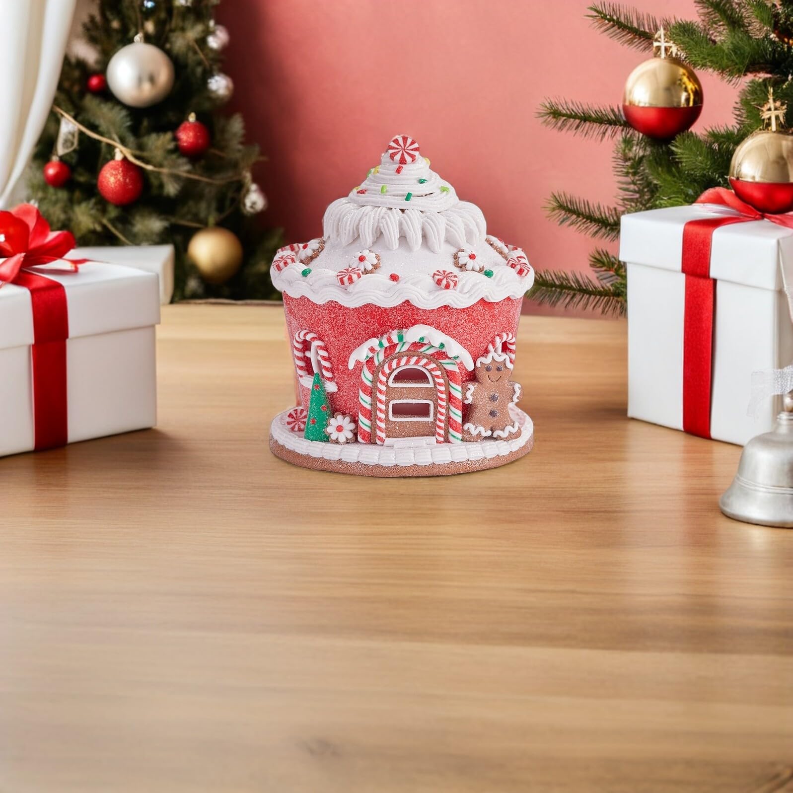 Castillo de Arcilla y casita navideña de Resina Pueblo de Pan de Jengibre decoración Colgante del Techo Adorno navideño de la casa de Pan de Jengibre Adornos