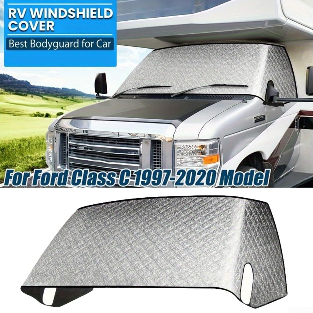 HpLive Couverture de pare-brise thermique pour Ford 1997-2020 camping-car Isolation de pare-brise 207 x 157 x 74 cm Argent