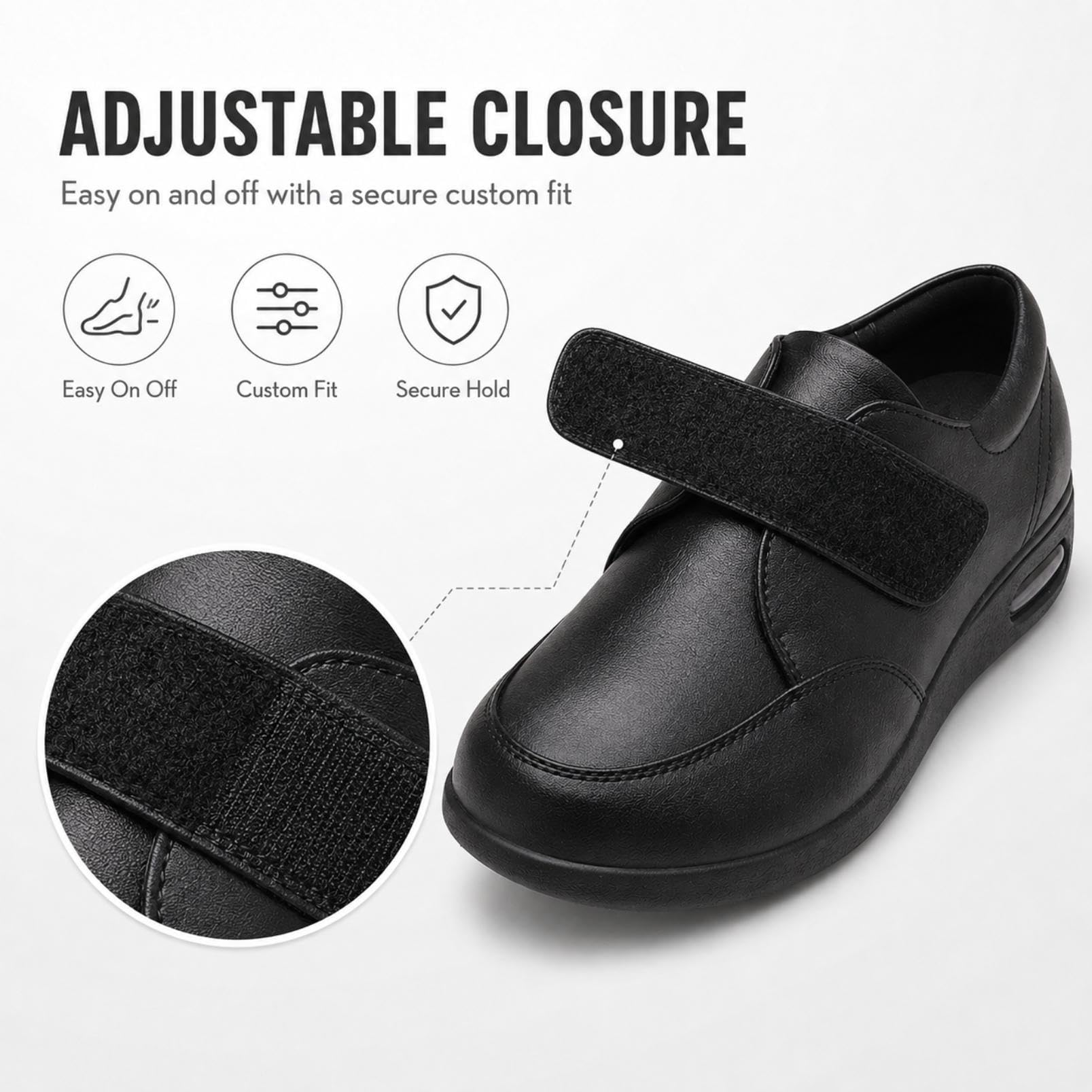Genérico Zapatos Hombre Caminar Ajustables Transpirables Anchos Antideslizantes