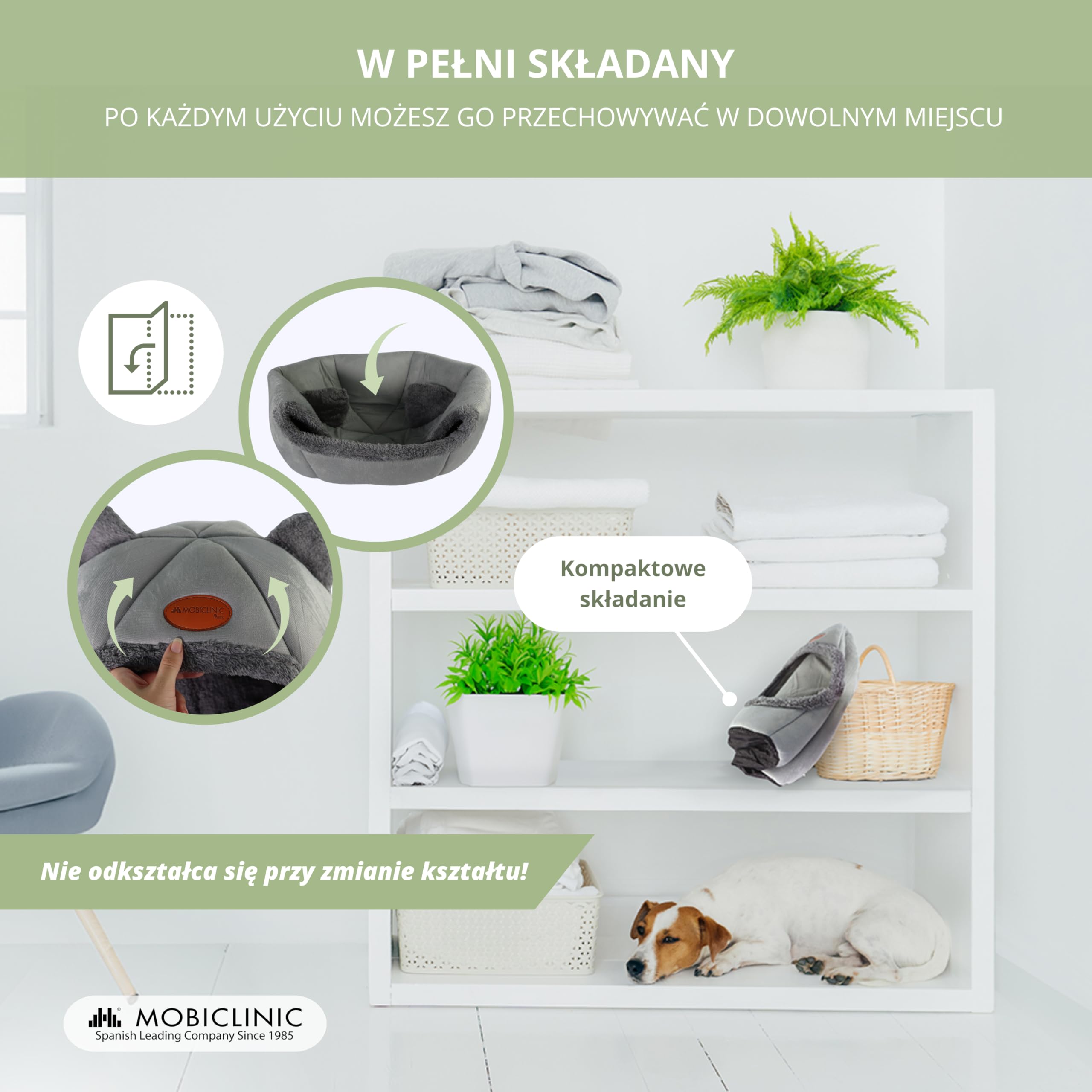 Mobiclinic® pets, Łóżko dla kotów, Jaskinia gniazdo, Hellocatty, Nadaje ę do prania w pralce, Łatwe złżenia i przechowywania, Antypoślizgowe, Wygodna wyjmowana, Gąbka 25d