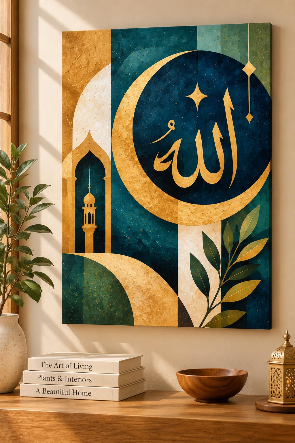 Allah Calligraphy Acrylic Hand-painted Painting | Gallery Wrapped Canvas, Ready to Hang-picture-33