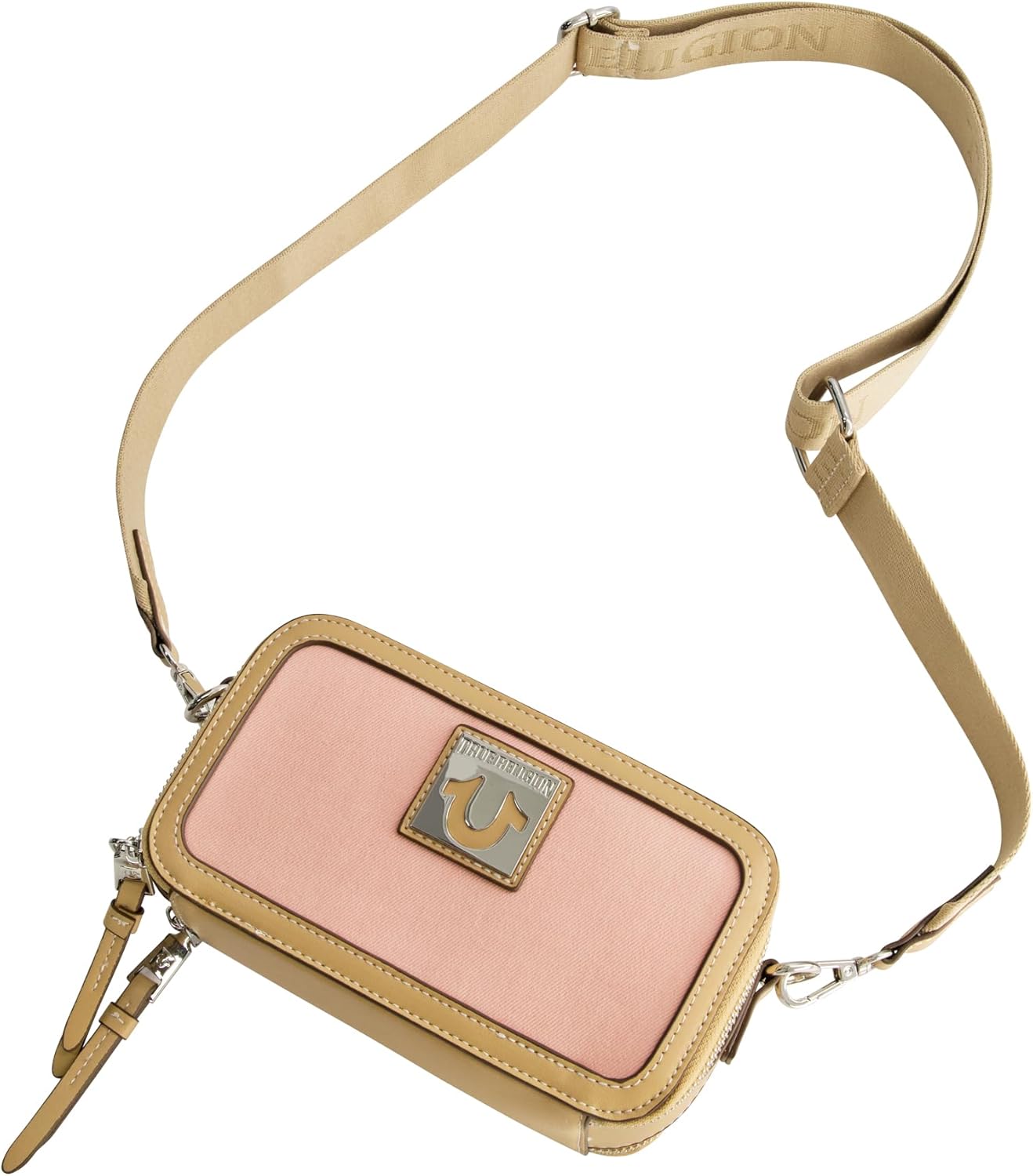 True Religion Camera Bag, Women's Mini Shoulder Handbag with Adjustable Shoulder Strap, Blush