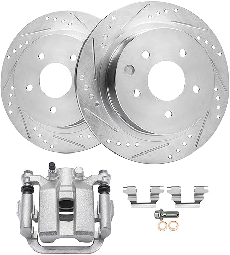 Miniatura 27 de Detroit Axle - Kit de freno trasero para Chevy Trailblazer EXT SSR Rainier GMC Envoy XUV Ascender Bravada 9-7X Frenos perforados y ranurados Rotor