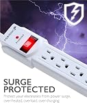 Fosmon Surge Protector Power Strip Flat Plug, 4-Outlet Splitter Extender Bar 1875 Watt 490 Joules, 3FT Extension Cord Wall Mount with 3 Prong Grounded for Office, Dorm, Home - ETL Listed | Compatible with Computer, TV, Laptop, and Office Devices. 490