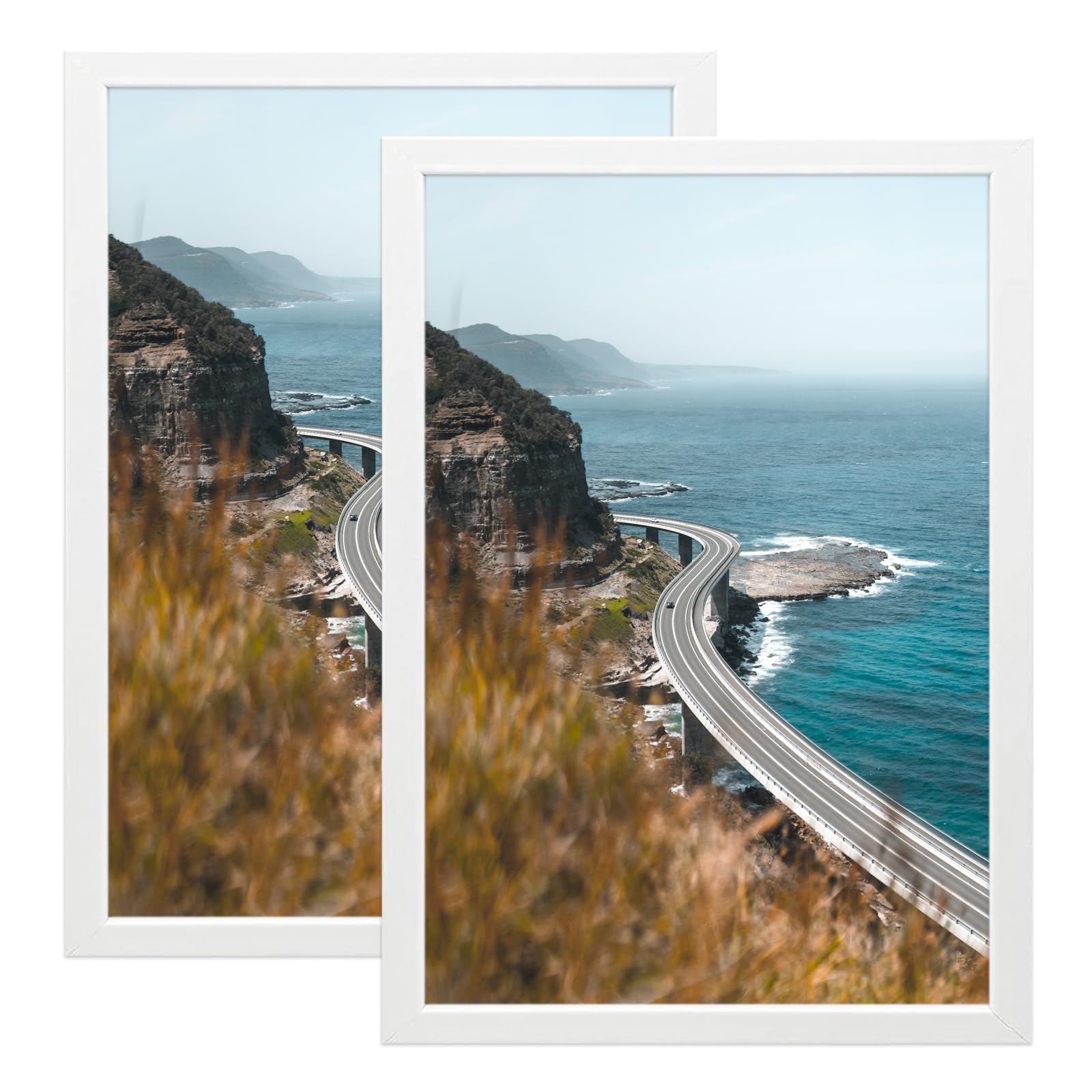 Photo 1 of Wood Frames 24x36, White Picture Frame 24 x 36 inch, 2 Pack Poster Frames 24 by 36, Wooden Photo Frame for Wall Decor, Wall Mounting Horizontally or Vertically White 24x36