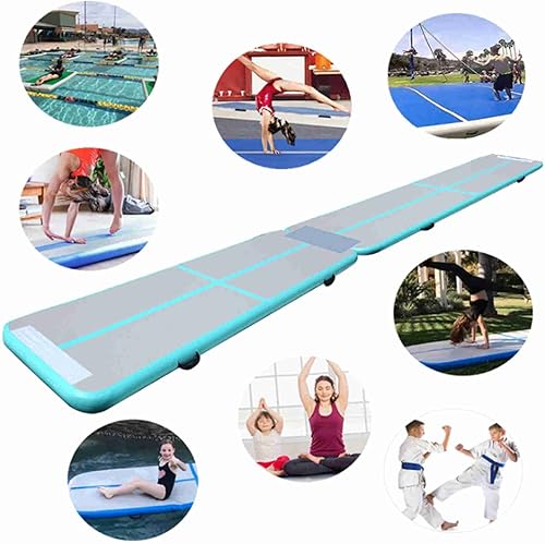 Miniatura 2 de KAIDIFI Colchoneta inflable de gimnasia para yoga, fitness, taekwondo, salto mortal, ejercicio, entrenamiento con bomba de aire eléctrica (verde,