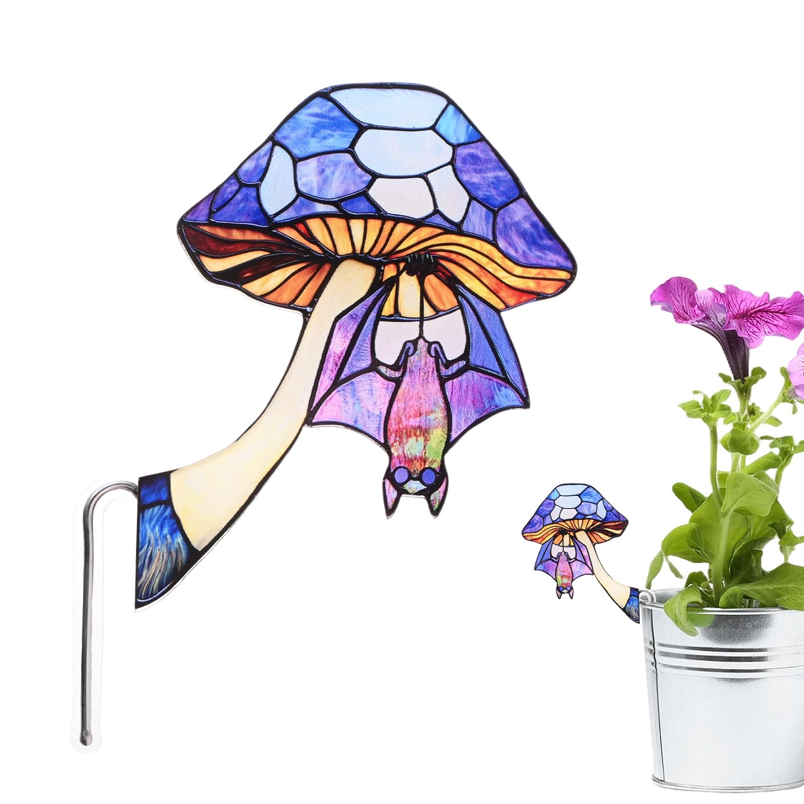M METERXITY 1-Pack Mushroom Acrylic Stakes 5.2 Inch Bird Garden Decoration Ornament Potted Plant Decorative Signs for Flower Pot/Planter/Yard/Patio/Outdoor/Indoor[Mushroom 3]