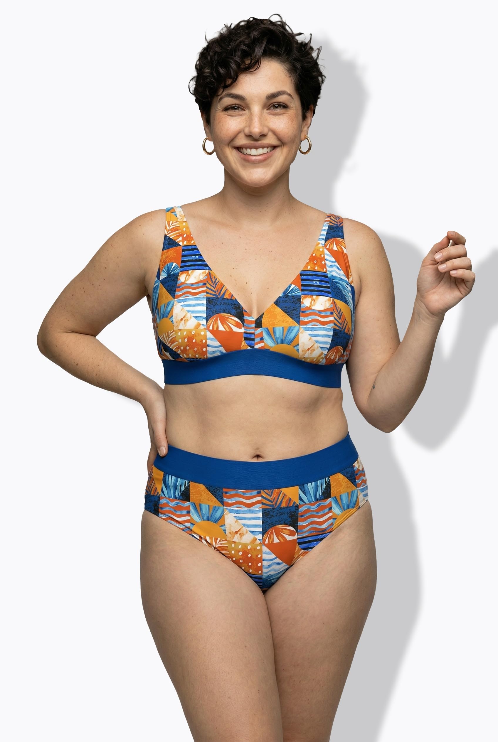 Ulla Popken Bikini, Karomuster, Softcups, Träger Verstellbar Bikini, Motivo a Quadri, Coppe morbide, Spalline Regolabili Donna