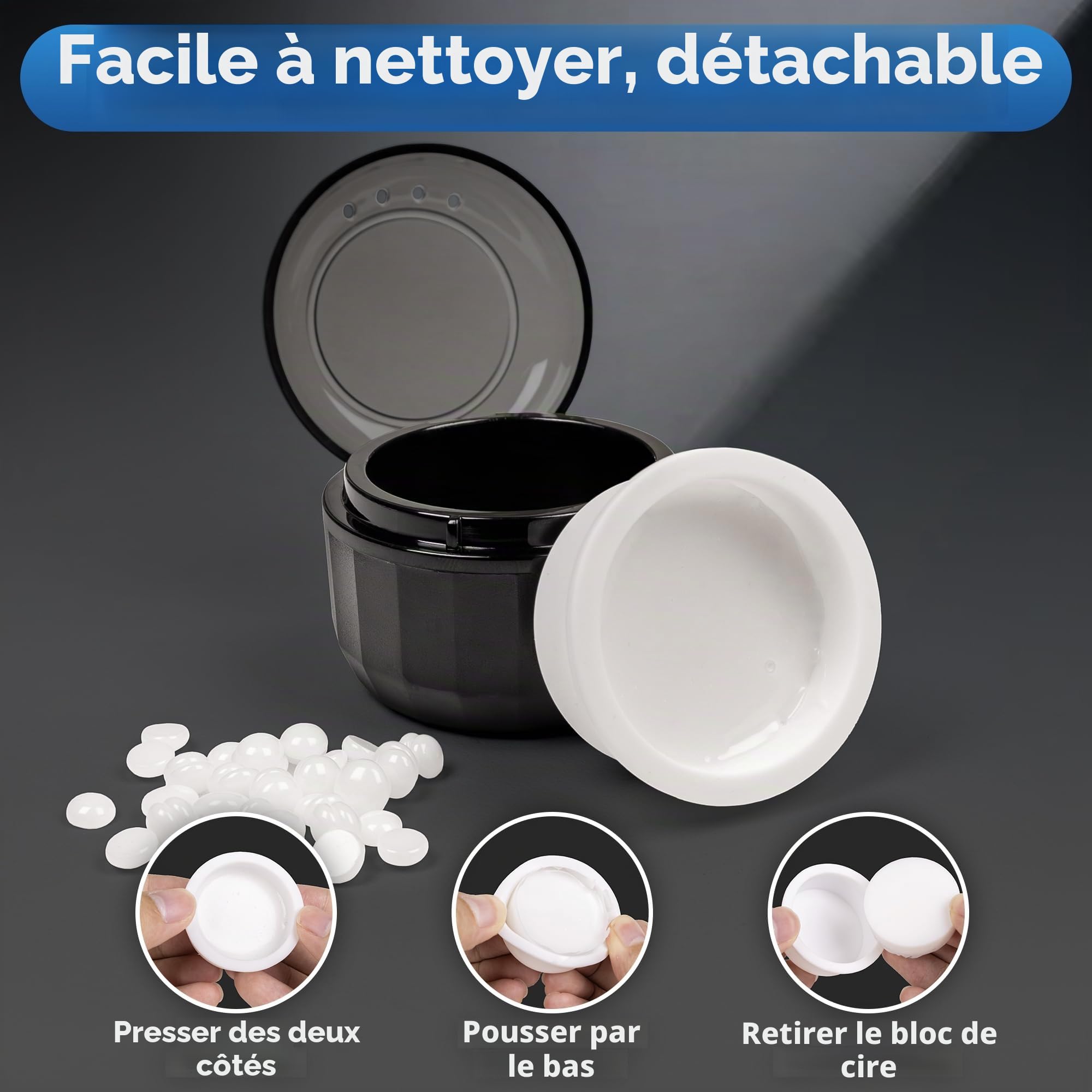 Foneso Cire Epilation Nez Kit pour Hommes et Femmes | Épilateur pour poils du nez, oreilles et sourcils | Réchauffeur portable à chauffe rapide USB-C, perles de cire et applicateurs