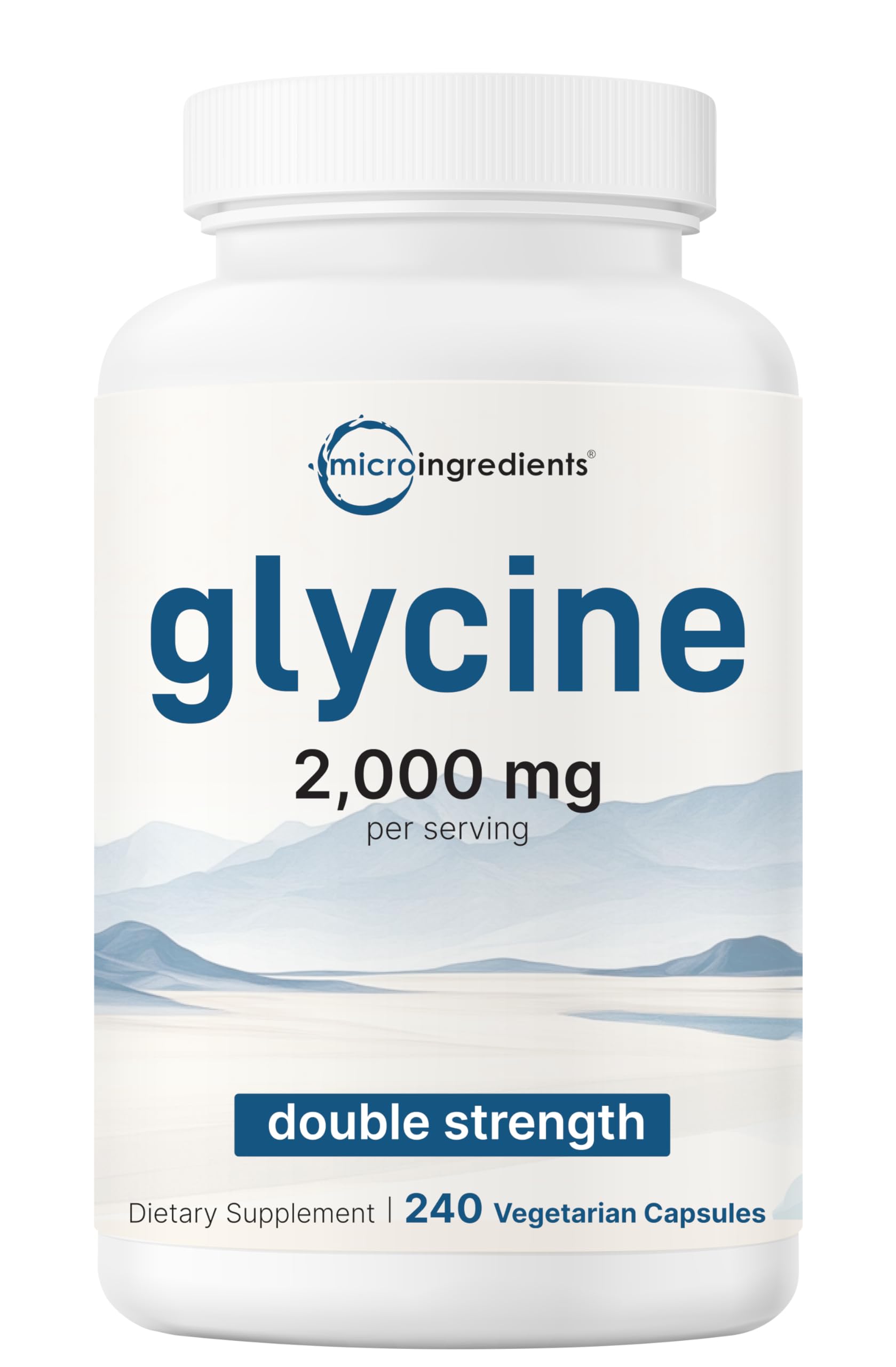 Glycine 2,000mg Per Serving, 240 Veggie Capsules | Free Form | Double Strength Amino Acids | Restful Sleep and Neurotransmitter Support Supplements | Non-GMO, Gluten Free