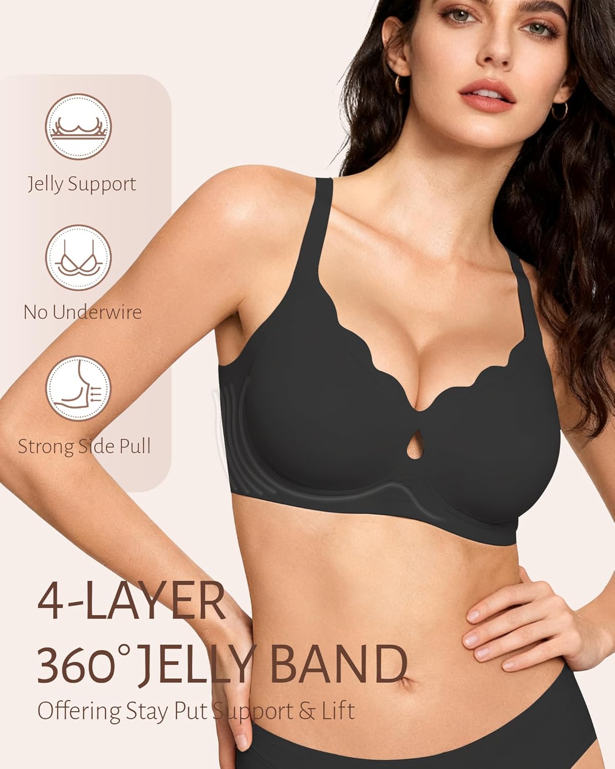 Gailife Bras for Women No Underwire Jelly Bras Wave Wireless Bras Seamless Full Coverage Bralettes Everyday Bras - Image 4