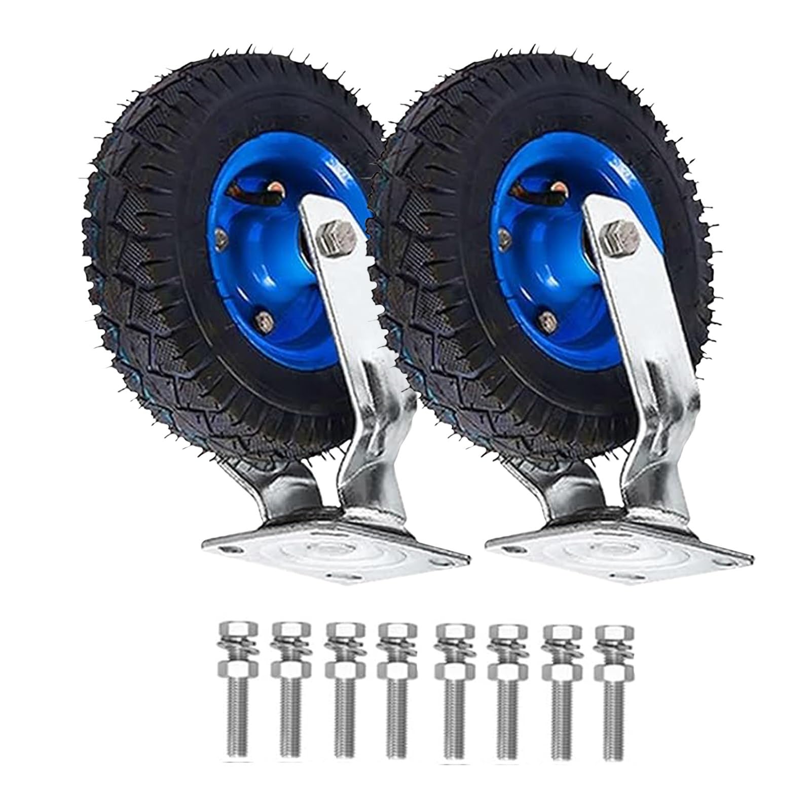 Genérico Ruedas de Alta Resistencia, Ruedas de Goma neumáticas para Transporte Industrial, fijas, giratorias y con Freno, 2 Unidades, 150 mm, 200 mm y 250 mm, Ruedas de Repuesto.