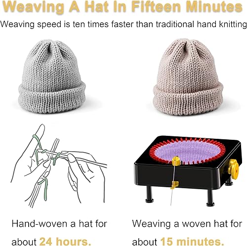 Miniatura 3 de JAMIT Máquina de tejer, máquinas de tejer de telar de 48 agujas para adultos y principiantes, máquina de tejer de ganchillo de telar inteligente
