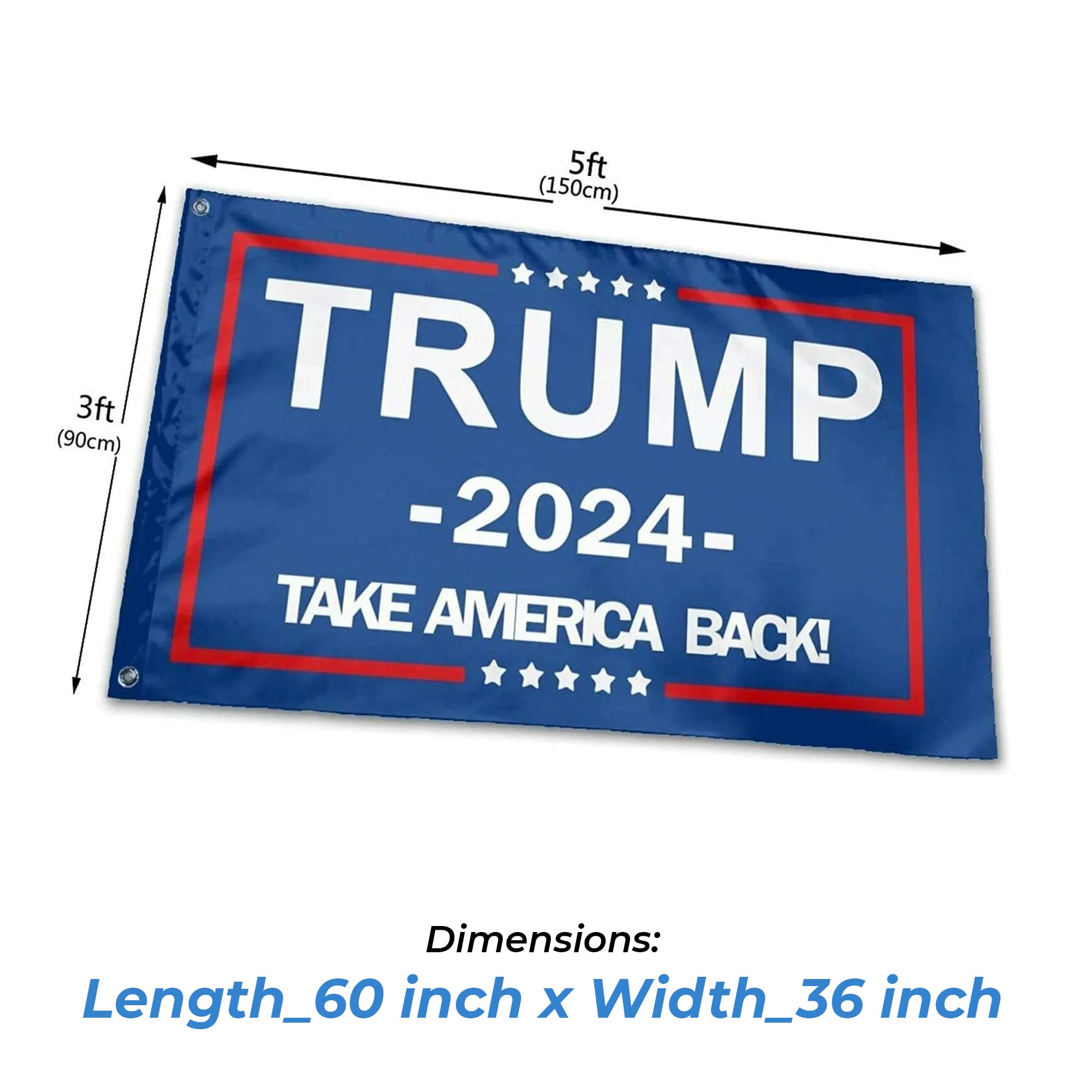 Bandierine Trump 2024 Take America Back, 24 Pezzi, 21x14 Cm Con Asta 30 Cm, Rosse E Blu, Per Decorazioni Elezioni