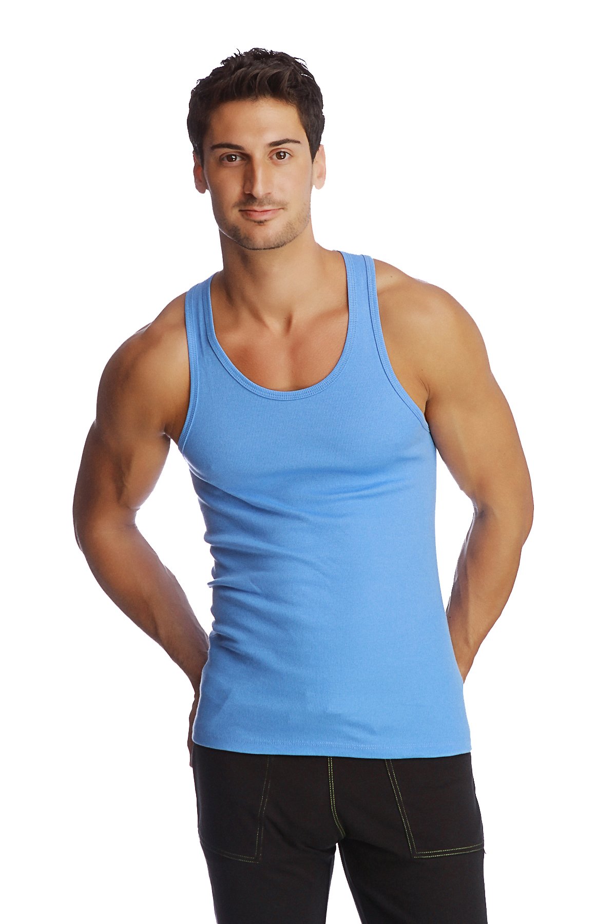 4-rth Men's Sustain Yoga & Gym Tank Top Modal Rib French Terry Made in America Stretch European Style Fit