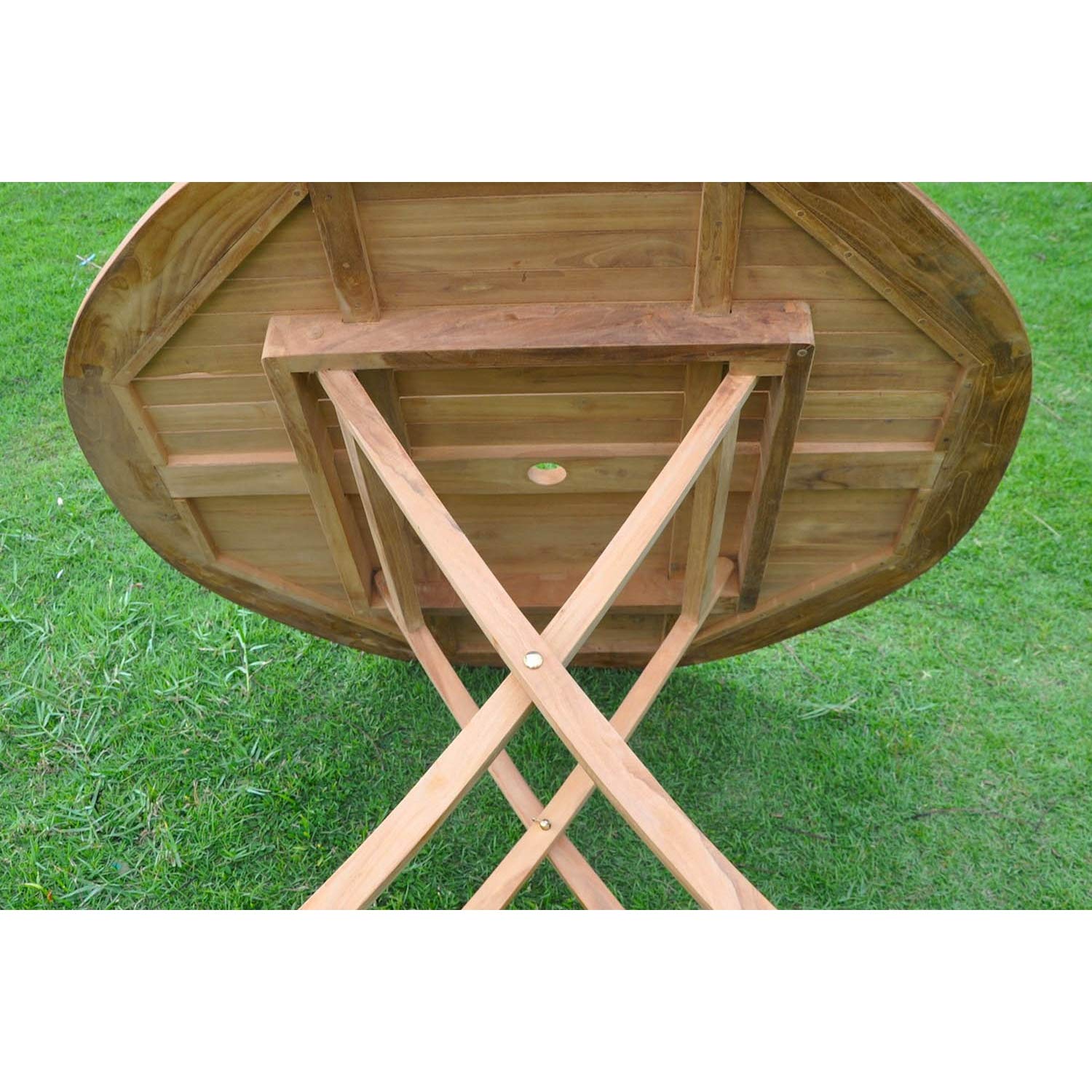 CONCEPT USINE | Table de Jardin Ronde Pliable en Teck 120 cm | Design Mejia | Finition Bois Brut | Gain de Place Pratique | Résistante aux Intempéries | Longue Durée de Vie | Mobilier d'Extérieur